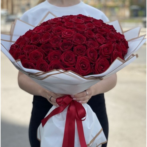 Букет з троянд червоних 101 шт. 50 см.